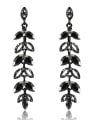 thumb Stainless Steel With Inserted drill  Luxury Leaf Earrings 0