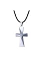 thumb Fashionable Cross Shaped Artificial Leather Titanium Necklace 0