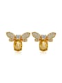 thumb Little Honeybee Stud Earrings with Yellow Crystals 0