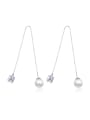 thumb Copper With 3A cubic zirconia Trendy Ball Threader Earrings 0