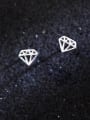 thumb All-match Hollow Diamond Shaped S925 Silver Stud Earrings 0