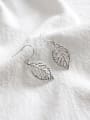 thumb Personalized Hollow Leaf Antique Silver Plated Earrings 2