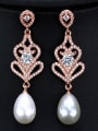 thumb Copper impregnated zircon imitation pearl luxury bride Earrings 1