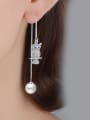 thumb Personalized Cubic Zirconias Owl Imitation Pearl Line Earrings 1