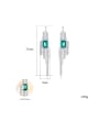 thumb Sterling silver emerald inlaid zircon geometric free size earring 3