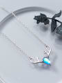 thumb Akk-match Blue Antler Shaped Crystal Silver Necklace 2