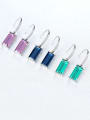 thumb 925 Sterling Silver With Glass stone  Simplistic Square Hook Earrings 2