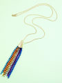 thumb Colorful Glass Beads Long Tassel Sweater Necklace 2