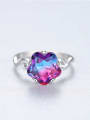thumb Sterling silver luxury rainbow stone flower ring 2