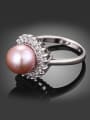 thumb Fashion Artificial Pearl Cubic Rhinestones Copper Ring 2