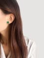 thumb Copper With Gold Plated Simplistic Malachite Square Stud Earrings 1