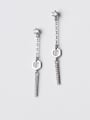 thumb Temperament Geometric Shaped Tassels Silver Drop Earrings 0