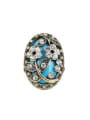 thumb Retro style Oval Resin stone White Crystals Alloy Ring 2