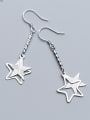 thumb 925 Sterling Silver With Platinum Plated Simplistic Hollow Pentagram Hook Earrings 0