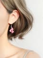 thumb Personalized Pink Trumpet Flowers 925 Silver Earrings 1