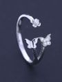 thumb Elegant Tiny Butterflies Cubic Zirconias 925 Silver Opening Ring 2