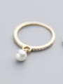 thumb Fresh Gold Plated Shell Pearl S925 Silver Ring 0