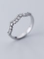thumb 925 Sterling Silver With Platinum Plated Simplistic Lace edge free size Rings 2