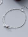 thumb 925 Sterling Silver With Platinum Plated Fashion Ball Cube Double chain Anklets 0