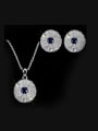 thumb Noble Round Shaped stud Earring Necklace Jewelry Set 0