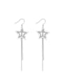 thumb Simple Slim Lines Hollow Star Earrings 0