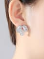 thumb Copper With 3A cubic zirconia Delicate Leaf Stud Earrings 1