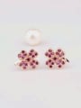 thumb Red Corundum Leaves 925 Sterling Silver Needle Anti-allergy stud Earring 0