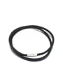 thumb Simple Black Artificial Leather Titanium Necklace 0