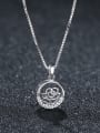 thumb 925 Sterling Silver With Platinum Plated Simplistic Hollow  Round  Flower Necklaces 0