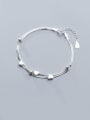 thumb 925 Sterling Silver With Platinum Plated Simplistic Heart Bracelets 0