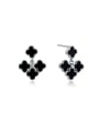 thumb Elegant Black Carnelian Flower Earrings 0