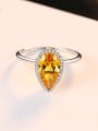 thumb Sterling silver with AAA zircon drop-shaped ring 0