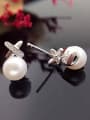 thumb Simple Freshwater Pearl X-shaped stud Earring 2