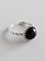 thumb 925 Sterling Silver With black Carnelian Vintage Round Solitaire Rings 2