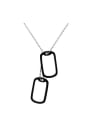 thumb Personality Tag Shaped High Polished Titanium Necklace 0