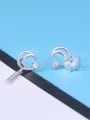 thumb Copper With White Gold Plated Personality  Asymmetry Star Drop Earrings 1