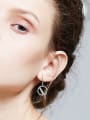 thumb Simple Shiny Zirconias 925 Silver Bamboo Earrings 1