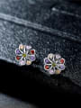 thumb Beautiful Multi-color Flower Shaped Crystal Stud Earrings 1