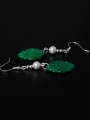 thumb Retro style Shell Pearls Green Emerald 925 Silver Earrings 2