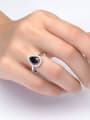 thumb Water Drop Black Sapphire Zircons White Gold Plated Ring 1