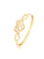 thumb Copper Alloy 24K Gold Plated Classical Heart-shaped Hollow Bangle 0