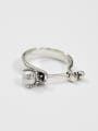 thumb Personalized Antique Silver Plated Artificial Pearl Ring 0