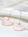 thumb Simple Pink Acrylic Heart 925 Silver Platinum Plated Drop Earrings 0