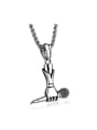 thumb Punk style Hand Microphone Titanium Necklace 0