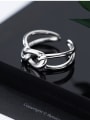 thumb 925 Sterling Silver With Platinum Plated Simplistic Geometric Free Size Rings 0