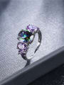 thumb Fashion Purple Glass Stone Platinum Plated Ring 2