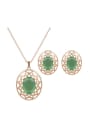 thumb Alloy Imitation-gold Plated Fashion Artificial Stones Hollow Two Pieces Jewelry Set 0