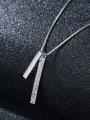 thumb 925 Sterling Silver With Platinum Plated Simplistic Strip Shape Necklaces 1