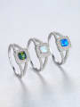 thumb 925 Sterling Silver With Opal  Personality Geometric Band Rings 2