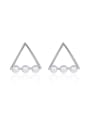 thumb Simple Hollow Triangle Imitation Pearls Copper Stud Earrings 0